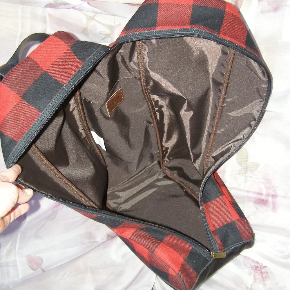 NEW Bonfanti Buffalo Plaid Wool Leather Boot Storage/Transport Bag